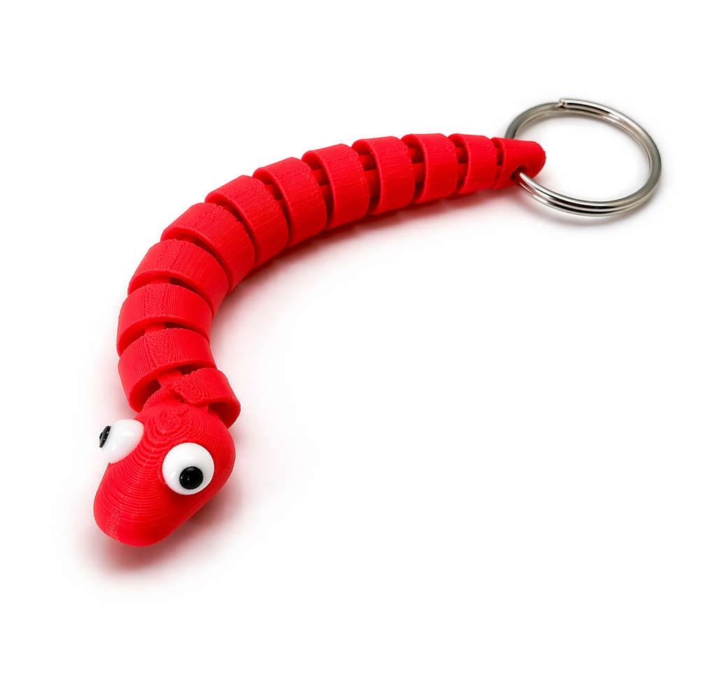 3D printed Wiggle Worm Keychain