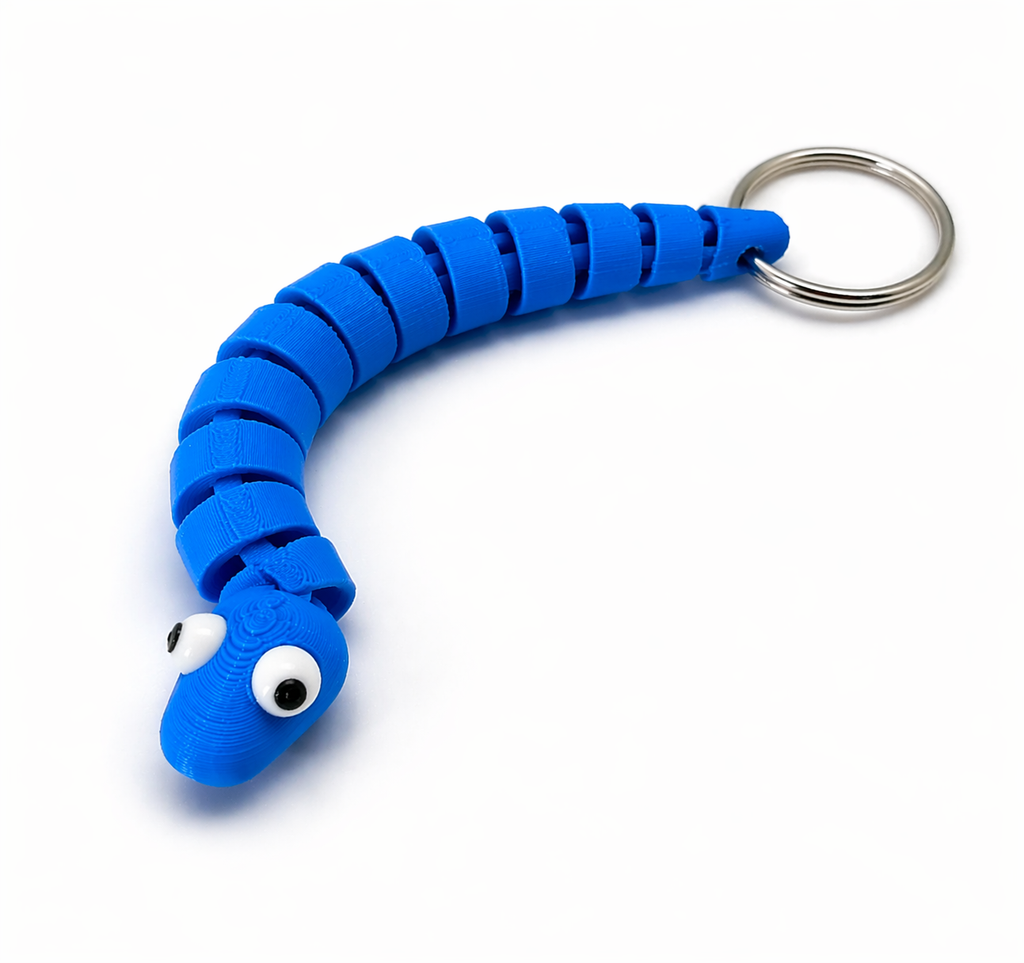 3D printed Wiggle Worm Keychain