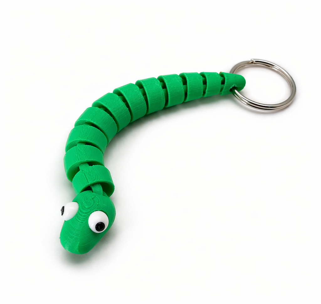 3D printed Wiggle Worm Keychain