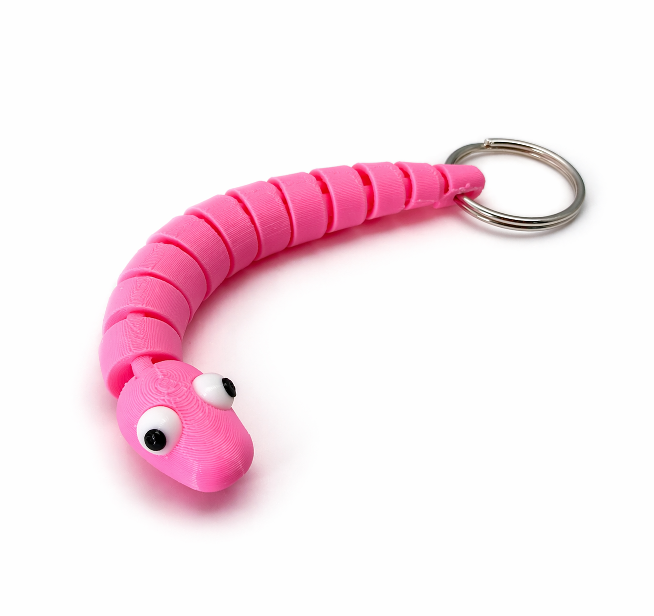 3D printed Wiggle Worm Keychain