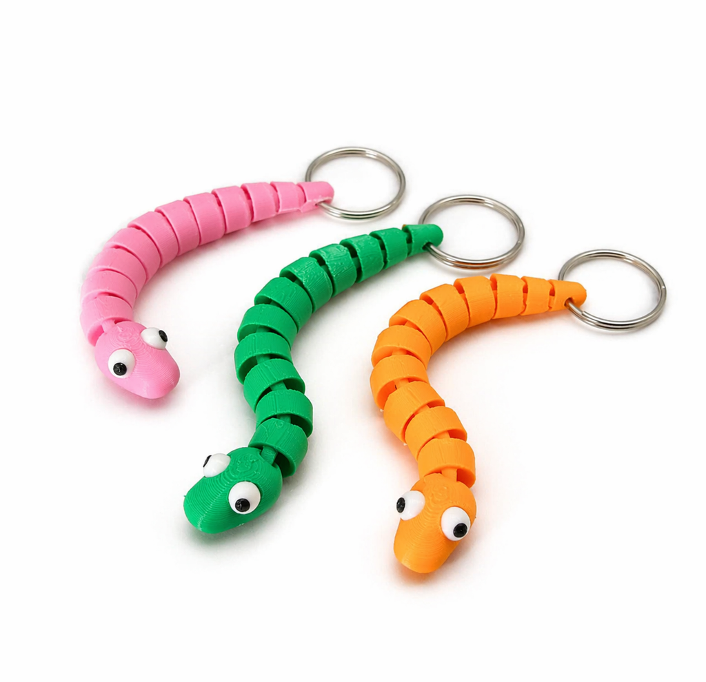 3D printed Wiggle Worm Keychain