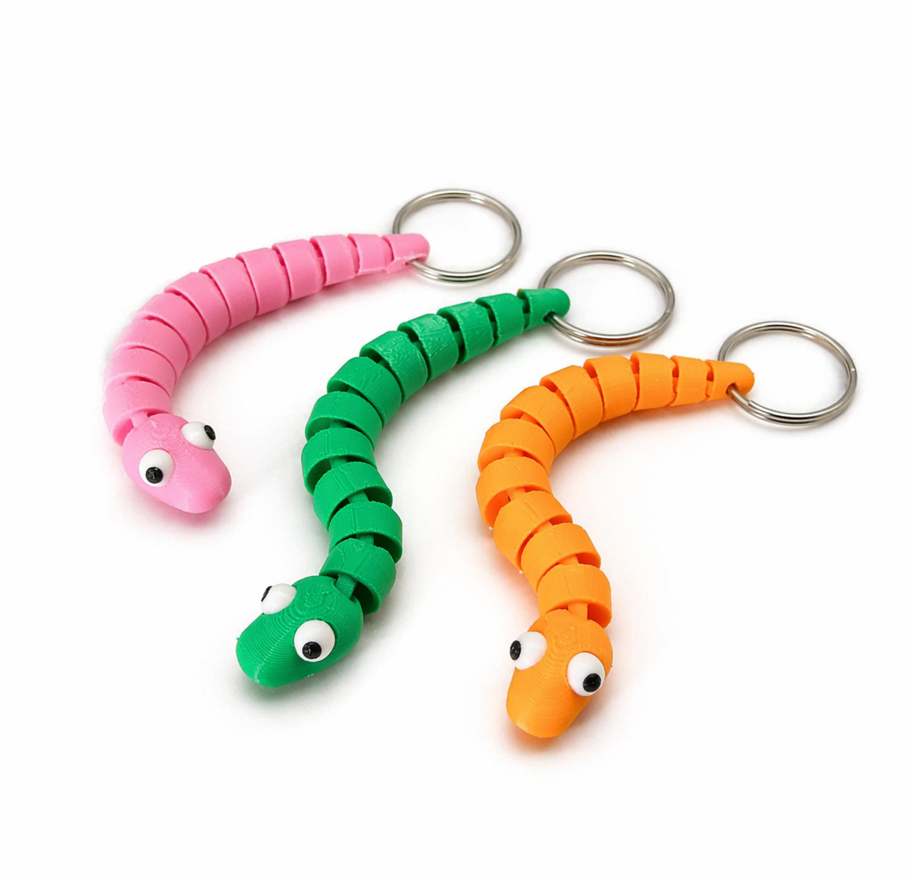 3D printed Wiggle Worm Keychain